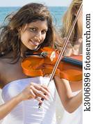 attractive indian violin player