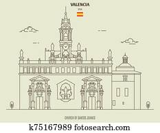 Church of Santos Juanes in Valencia, Spain. Landmark icon Church of Santos Juanes in Valencia, Spain. Landmark icon