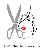 haar, vrouw, optredens, mensje, volwassene, en, hairdo