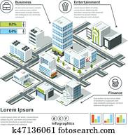 Isometric 3d city map. Infographic vector illustration. Dimensional plan Isometric 3d city map. Infographic vector illustration. Dimensional plan