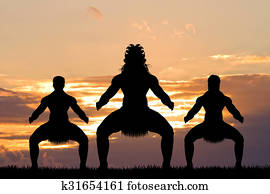 Maori dance at sunset Maori dance at sunset