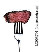 piece of a grilled steak on a fork piece of a grilled steak on a fork