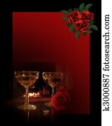 Romantic Background wine and roses