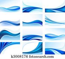 	Set, de, abstratos, azul, fundos, vetorial