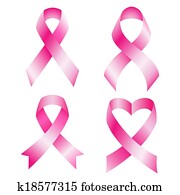 Set of pink breast cancer ribbons vector