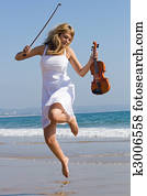 violin player jumping 
