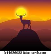 Wilderness Stag Showing Wild Environment 3d Illustration Wilderness Stag Showing Wild Environment 3d Illustration