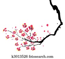 chinês, quadro, de, ameixa