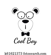 Cool teddy bear man with glasses isolated on white background.