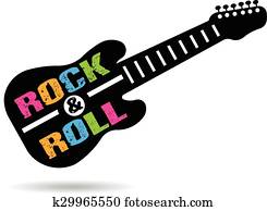 felsen rolle, gitarre, logo felsen rolle, gitarre, logo