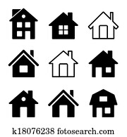 House Icons Set on White House Icons Set on White