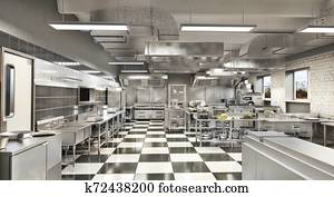 מסעדה, equipment., מודרני, תעשיתי, kitchen., 3d, דוגמה