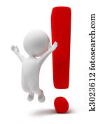 3d small people-exclamation mark