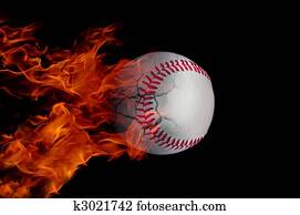 Baseball on fire Baseball on fire