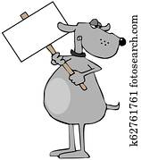 grau, hund, halten, a, unbelegtes zeichen