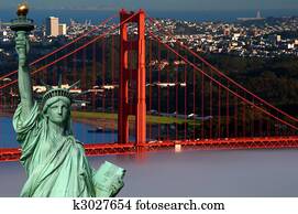 tourism concept san francisco and statue liberty tourism concept san francisco and statue liberty