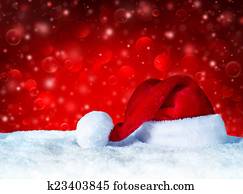 כובע של פפה הנואל, עם, השלג, ו, אדום