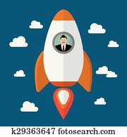 Businessman on a rocket