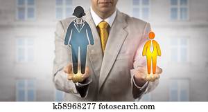 Comparing Small Man With Huge Female Worker