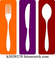 garfo, faca, e, colher