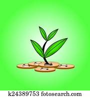 Growing money, vector illustration