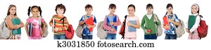Many children students returning to school Many children students returning to school