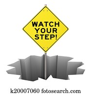 Watch Your Step Warning Sign Hole Danger Risk Mitigation