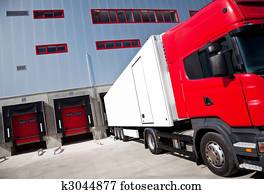 caminhão, logística, predios