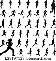 coureur, silhouette, vecteur
