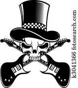 cranio, com, violões elétricos