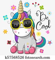 Cute unicorn with sun glasses Cute unicorn with sun glasses