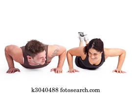Exercise woman with trainer Exercise woman with trainer