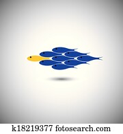 führung, vektor, begriff, -, führer, fische, &, team führung, vektor, begriff, -, führer, fische, &, team