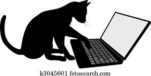 gato de kitty, teclado, de, computadora de computadora portátil