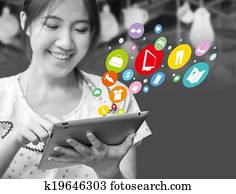 Happy woman shopping online Happy woman shopping online