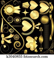 Set golden design elements  (vector)