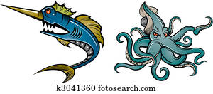 swordfish and octopus swordfish and octopus