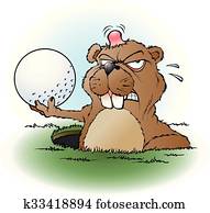 Angry prairie dog with a golf ball Angry prairie dog with a golf ball
