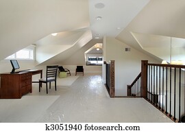 desván, en, nuevo, construcción, hogar