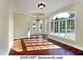 Dining room with cherry wood flooring Dining room with cherry wood flooring