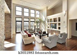 Family room in open floor plan Family room in open floor plan