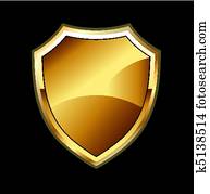 Gold Shield in black background Gold Shield in black background