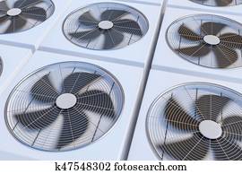 HVAC units (heating, ventilation and air conditioning). 3D rende HVAC units (heating, ventilation and air conditioning). 3D rende