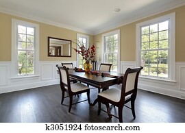 jantando quarto, em, novo, construção, lar