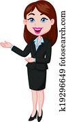 Smiling business woman cartoon pres Smiling business woman cartoon pres