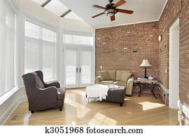 Sun room with brick wall Sun room with brick wall