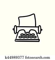 Typewriter sketch icon.