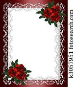 Wedding invitation border red roses Wedding invitation border red roses