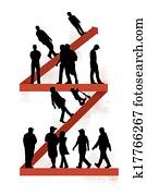 사람 걷, 통하고 있는, 지그재그, 선