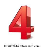 3d shiny red number 4